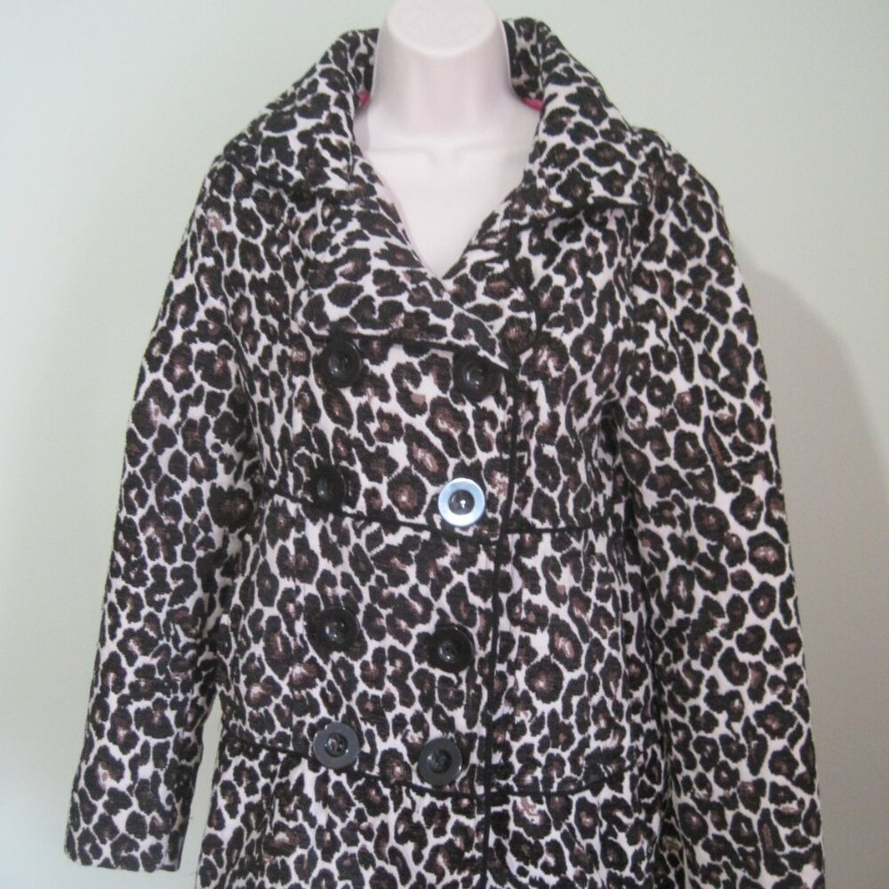 Rue21 Women’s Coat Size Medium Inner Pink with Leopard Print Polyester Lining